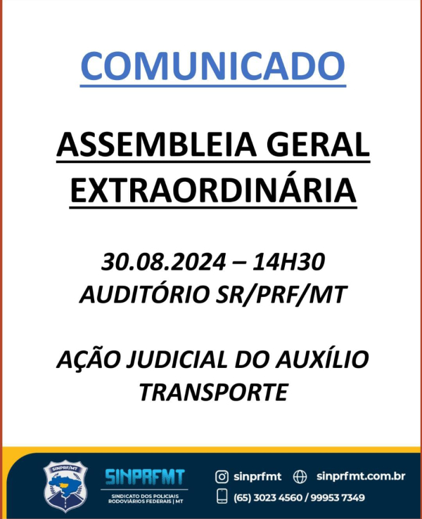 Assembleia Geral Extraordinária para tratar da Ação do Auxílio Transporte